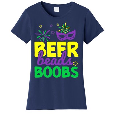 Beers Beads Boobs Mardi Gras Carnival Masquerade Masks Women's T-Shirt