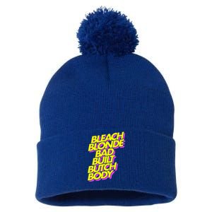 Bleach Blonde Bad Built Butch Body Anti Maga Pom Pom 12in Knit Beanie