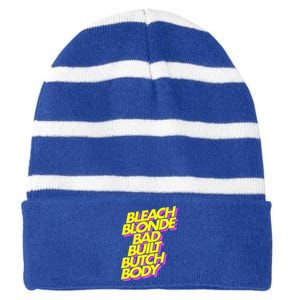 Bleach Blonde Bad Built Butch Body Anti Maga Striped Beanie with Solid Band