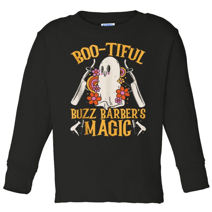 Bootiful Buzz BarberS Magic Scary Barber Funny Halloween Toddler Long Sleeve Shirt