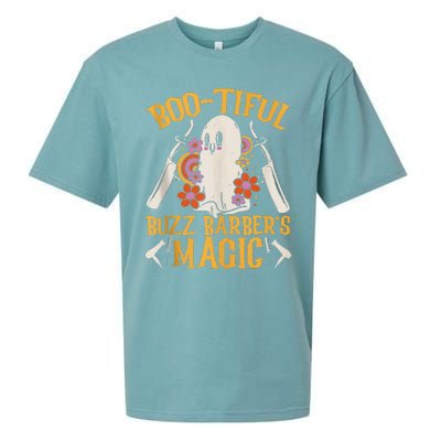 Bootiful Buzz BarberS Magic Scary Barber Funny Halloween Sueded Cloud Jersey T-Shirt