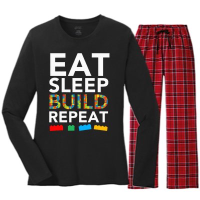 Building Blocks Bricks The Master Builder's Guide Women's Long Sleeve Flannel Pajama Set 