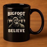 Bigfoot Believe 11oz C Handle Ceramic Mug