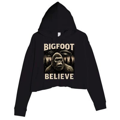 Bigfoot Believe Crop Fleece Hoodie