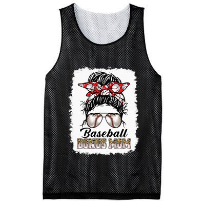 Bleached Baseball Bonus Mom Messy Bun Game Day Mothers Day Mesh Reversible Basketball Jersey Tank