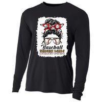 Bleached Baseball Bonus Mom Messy Bun Game Day Mothers Day Cooling Performance Long Sleeve Crew