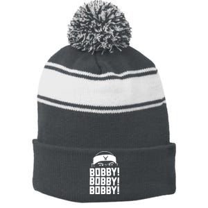 Bobby Bobby Bobby Milwaukee Basketball Stripe Pom Pom Beanie