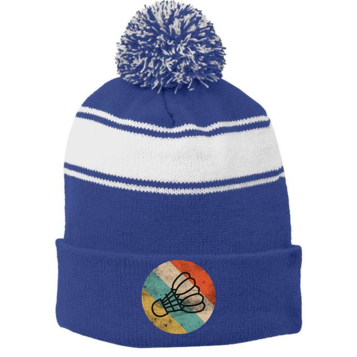 Badminton Badminton Ball Design Shuttlecock Great Gift Stripe Pom Pom Beanie