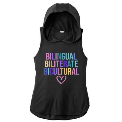 Bilingual Biliterate Bicultural Dual Language Immersion Ladies PosiCharge Tri-Blend Wicking Draft Hoodie Tank