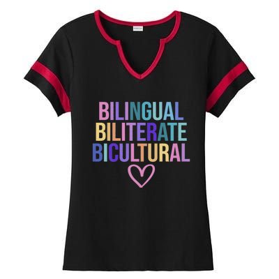 Bilingual Biliterate Bicultural Dual Language Immersion Ladies Halftime Notch Neck Tee