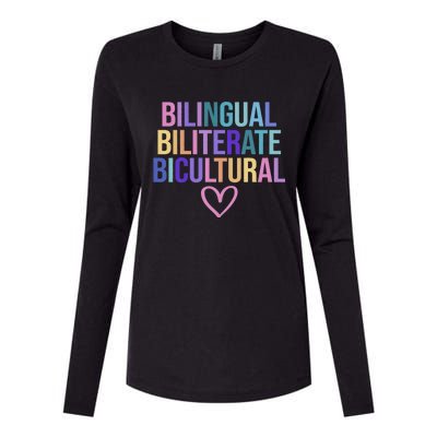 Bilingual Biliterate Bicultural Dual Language Immersion Womens Cotton Relaxed Long Sleeve T-Shirt