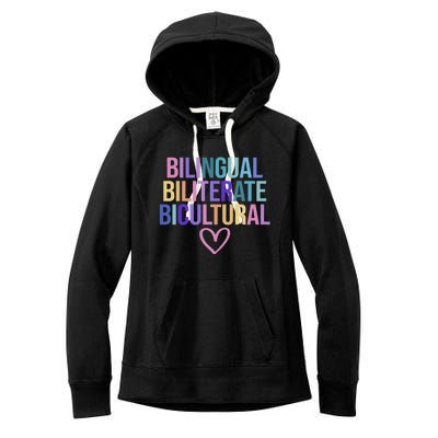 Bilingual Biliterate Bicultural Dual Language Immersion Women's Fleece Hoodie