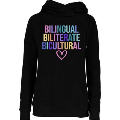 Bilingual Biliterate Bicultural Dual Language Immersion Womens Funnel Neck Pullover Hood