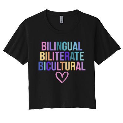 Bilingual Biliterate Bicultural Dual Language Immersion Women's Crop Top Tee