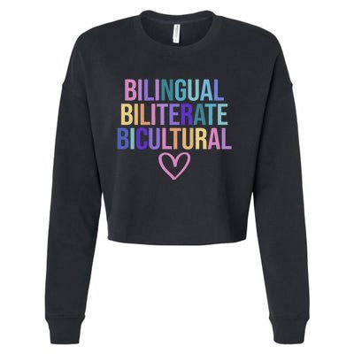 Bilingual Biliterate Bicultural Dual Language Immersion Cropped Pullover Crew