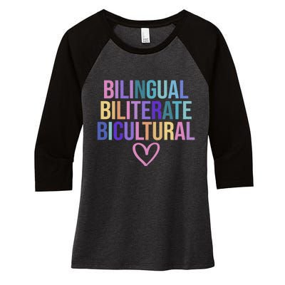 Bilingual Biliterate Bicultural Dual Language Immersion Women's Tri-Blend 3/4-Sleeve Raglan Shirt