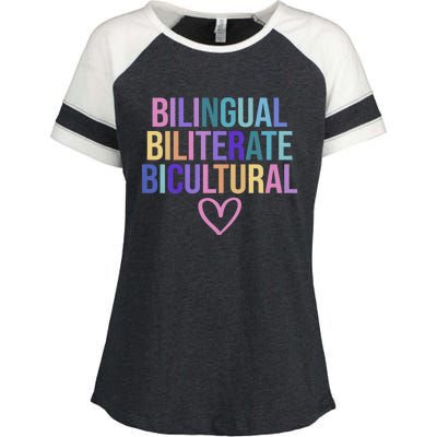 Bilingual Biliterate Bicultural Dual Language Immersion Enza Ladies Jersey Colorblock Tee