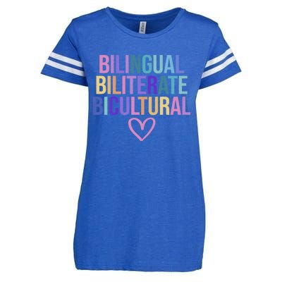 Bilingual Biliterate Bicultural Dual Language Immersion Enza Ladies Jersey Football T-Shirt