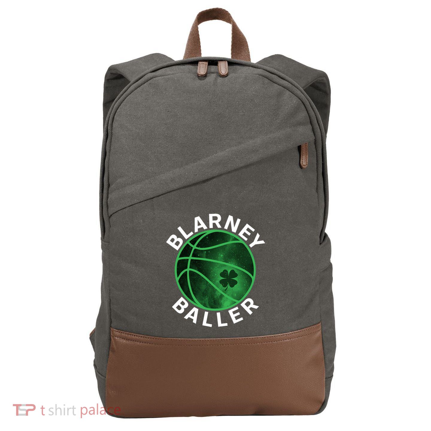 Blarney Baller Basketball Clover St PatrickS Day Gift Cotton Canvas Backpack