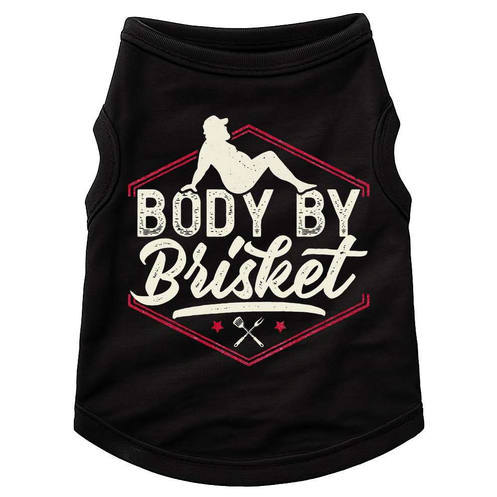 Body By Brisket Funny Steak Lover Grilling BBQ Chef Doggie Tank