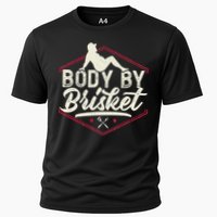 Body By Brisket Funny Steak Lover Grilling BBQ Chef Cooling Performance Crew T-Shirt