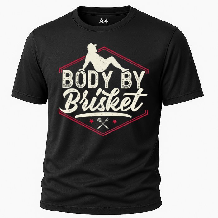 Body By Brisket Funny Steak Lover Grilling BBQ Chef Cooling Performance Crew T-Shirt
