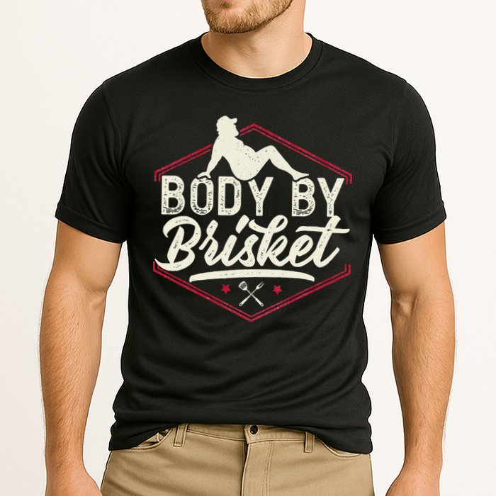 Body By Brisket Funny Steak Lover Grilling BBQ Chef Cooling Performance Crew T-Shirt