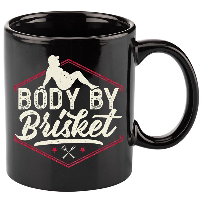 Body By Brisket Funny Steak Lover Grilling BBQ Chef 11oz C Handle Ceramic Mug