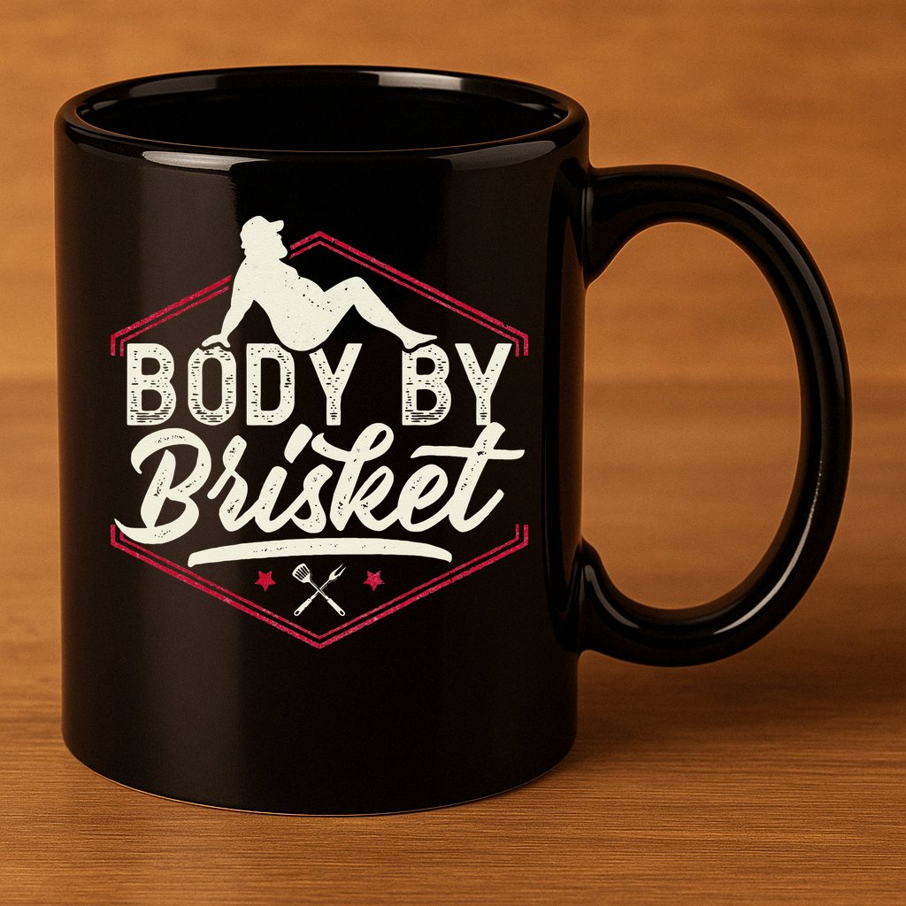 Body By Brisket Funny Steak Lover Grilling BBQ Chef 11oz C Handle Ceramic Mug