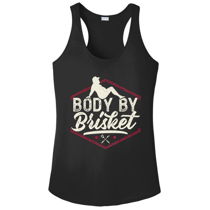 Body By Brisket Funny Steak Lover Grilling BBQ Chef Ladies PosiCharge Competitor Racerback Tank