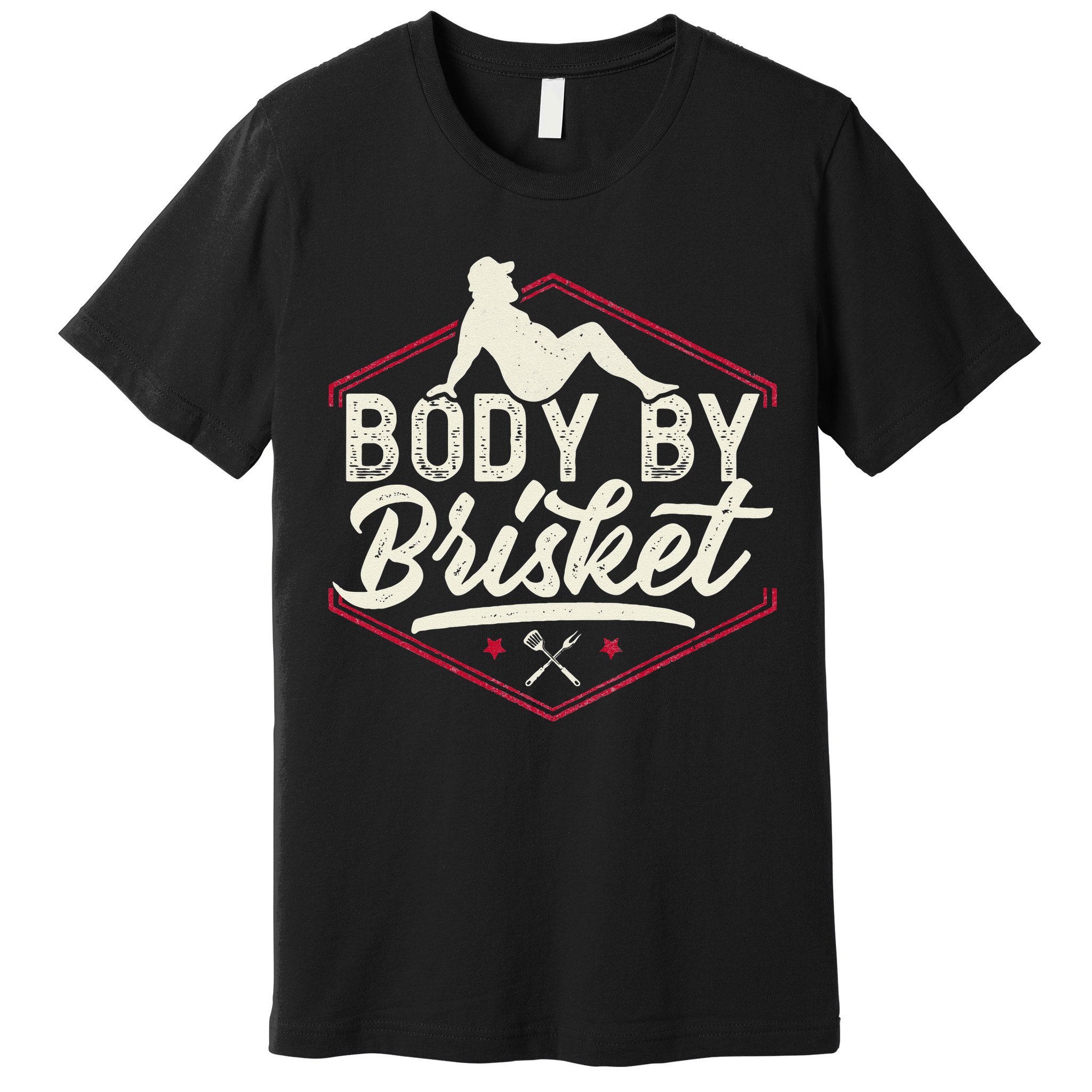 Body By Brisket Funny Steak Lover Grilling BBQ Chef Premium T-Shirt
