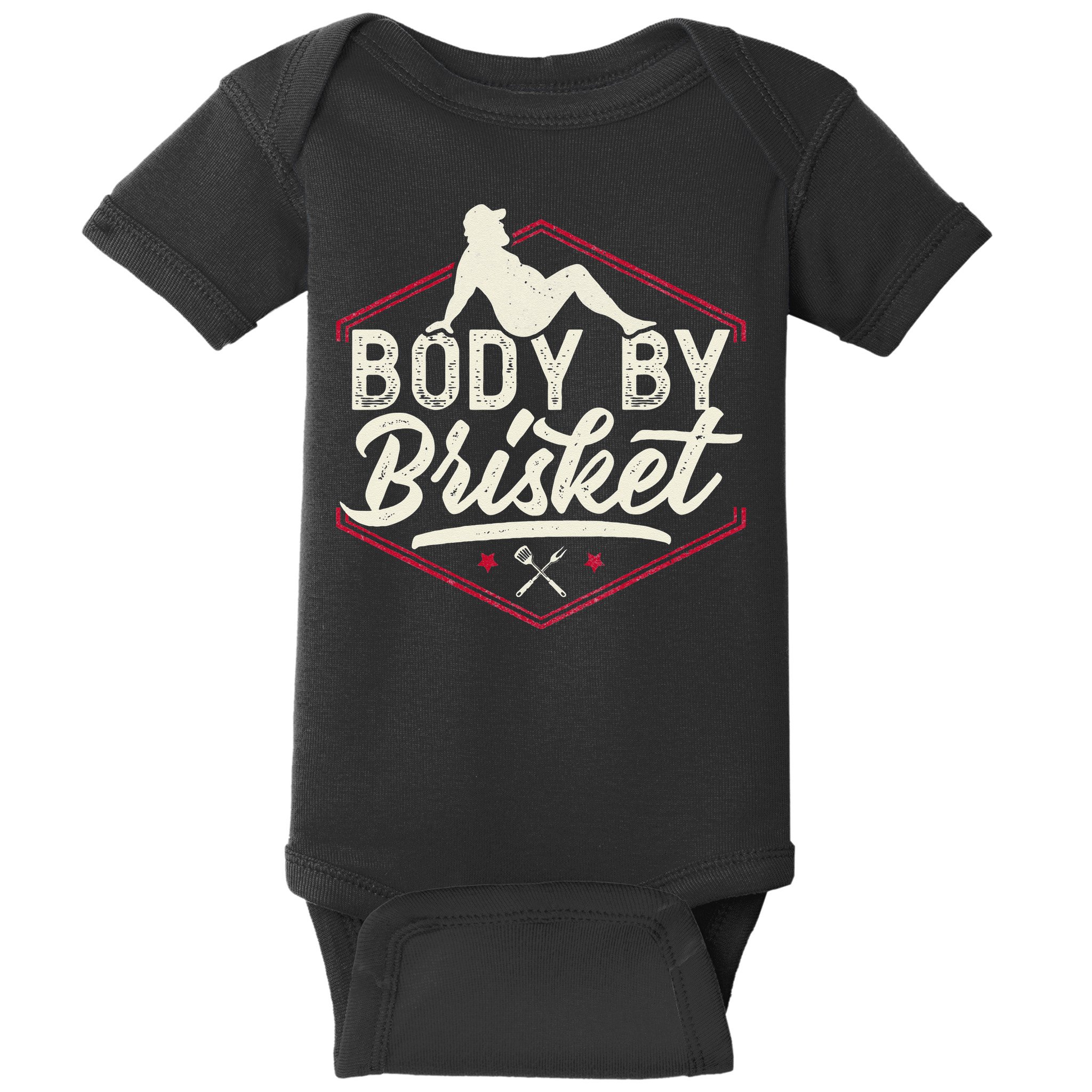 Body By Brisket Funny Steak Lover Grilling BBQ Chef Baby Bodysuit