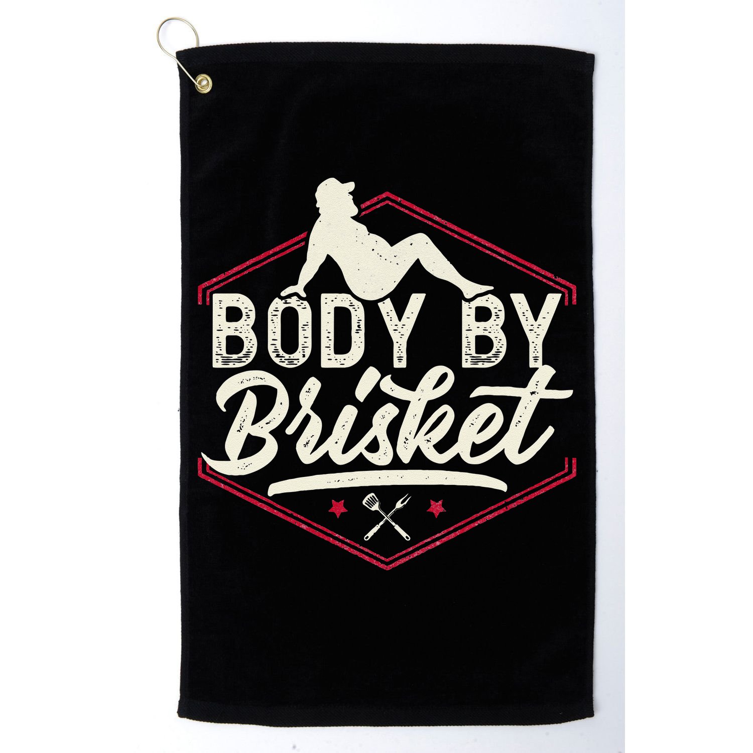 Body By Brisket Funny Steak Lover Grilling BBQ Chef Golf Towel