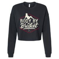 Body By Brisket Funny Steak Lover Grilling BBQ Chef Cropped Pullover Crew