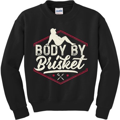 Body By Brisket Funny Steak Lover Grilling BBQ Chef Kids Sweatshirt