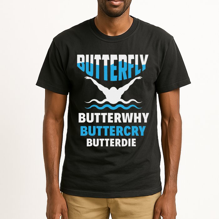Butterfly Butterwhy Buttercry Funny Swimming Swimmer Tall T-Shirt