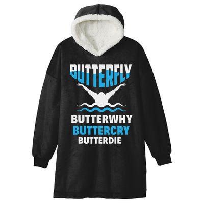 Butterfly Butterwhy Buttercry Funny Swimming Swimmer Hooded Wearable Blanket