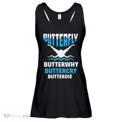 Butterfly Butterwhy Buttercry Funny Swimming Swimmer Ladies Essential Flowy Tank