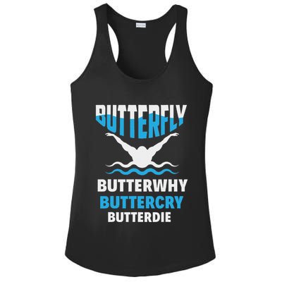 Butterfly Butterwhy Buttercry Funny Swimming Swimmer Ladies PosiCharge Competitor Racerback Tank