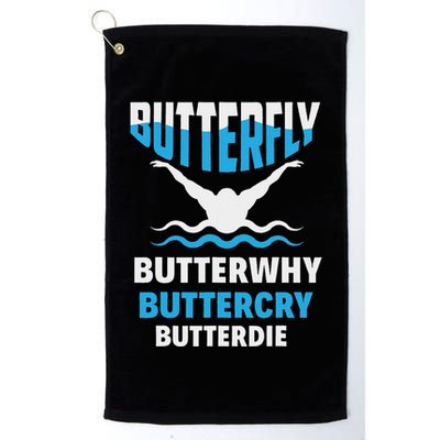 Butterfly Butterwhy Buttercry Funny Swimming Swimmer Golf Towel