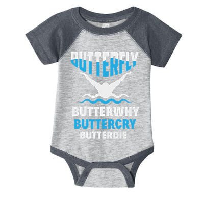 Butterfly Butterwhy Buttercry Funny Swimming Swimmer Infant Baby Jersey Bodysuit