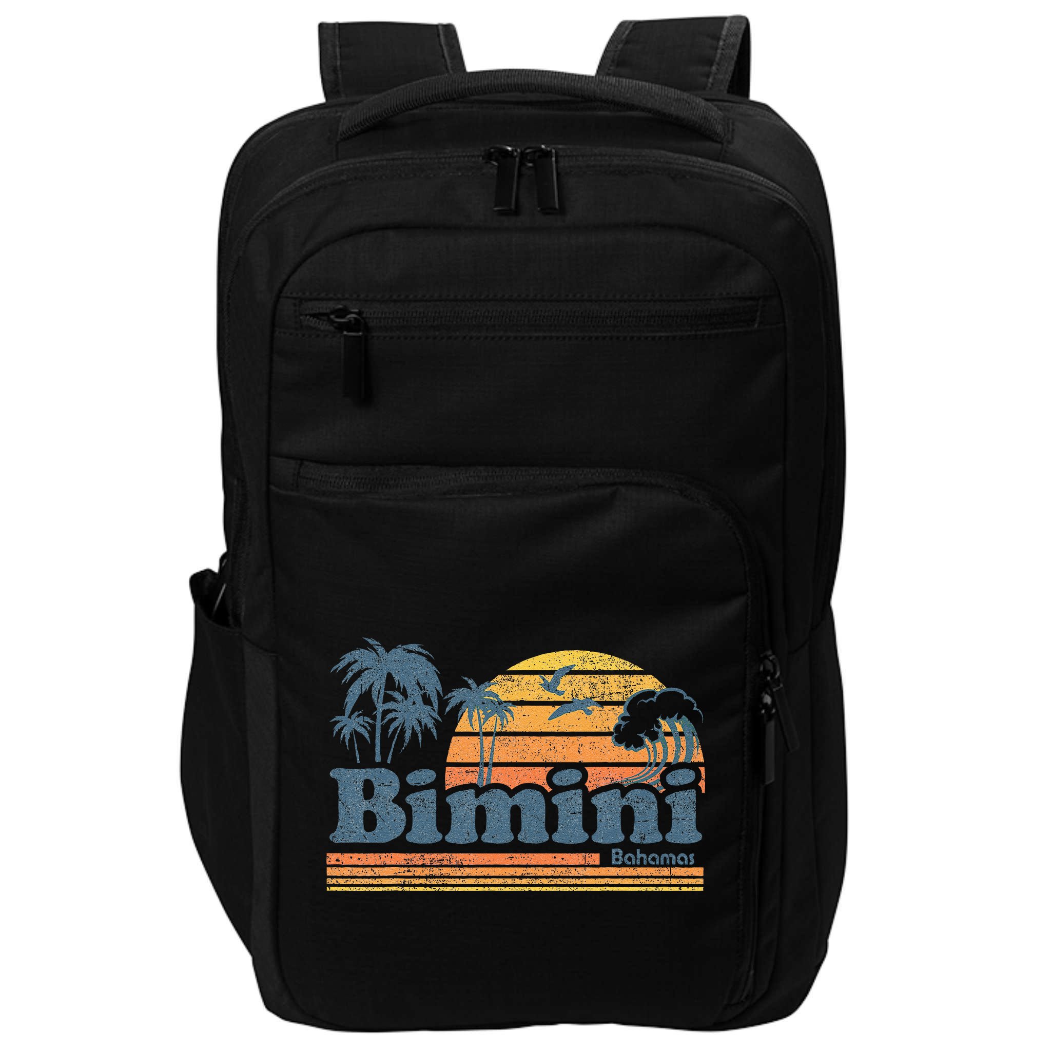 Bimini Bahamas Beach Summer Vacation Sun Vintage 70S Retro Impact Tech Backpack