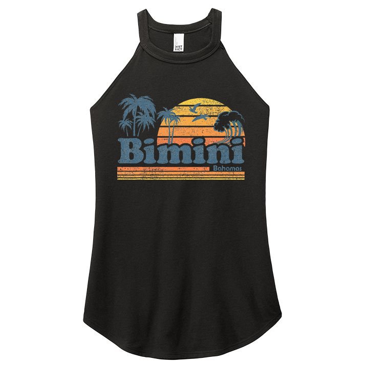 Bimini Bahamas Beach Summer Vacation Sun Vintage 70S Retro Women's Perfect Tri Rocker Tank