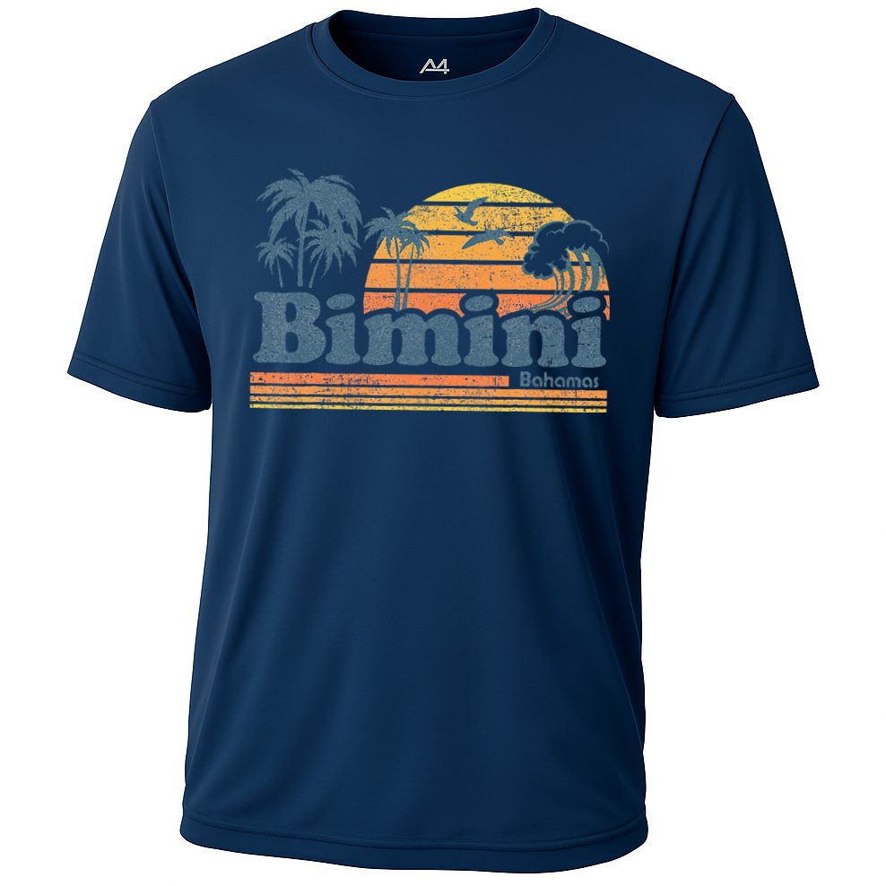 Bimini Bahamas Beach Summer Vacation Sun Vintage 70S Retro Performance Shirt