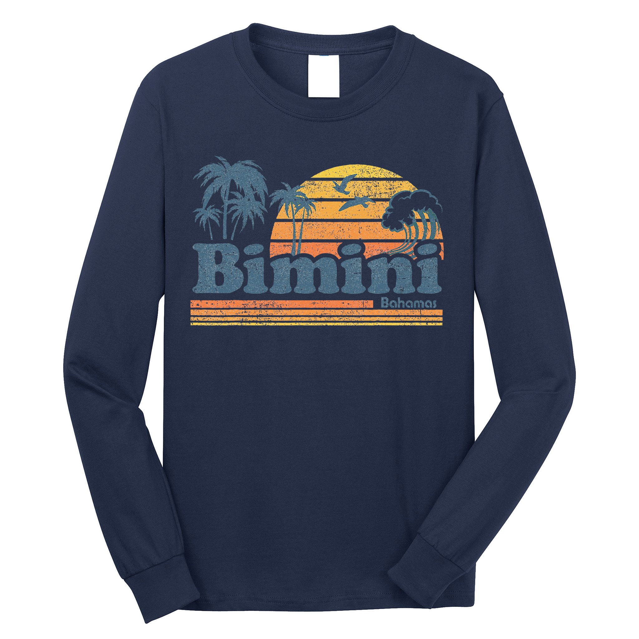 Bimini Bahamas Beach Summer Vacation Sun Vintage 70S Retro Long Sleeve Shirt
