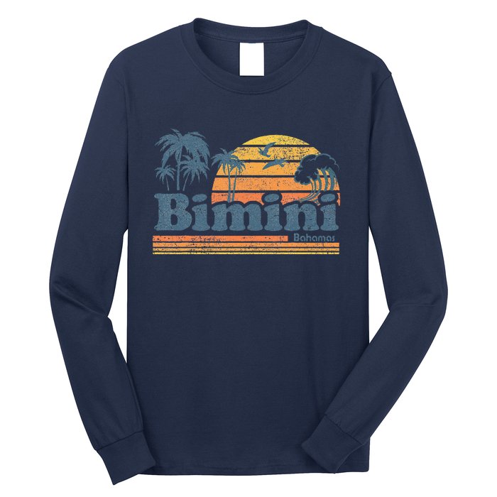 Bimini Bahamas Beach Summer Vacation Sun Vintage 70S Retro Long Sleeve Shirt