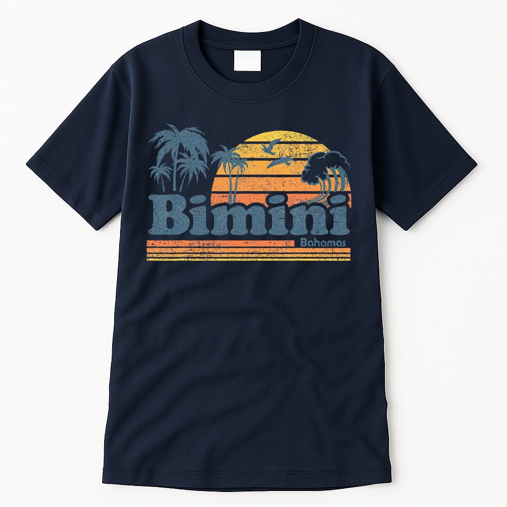 Bimini Bahamas Beach Summer Vacation Sun Vintage 70S Retro Tall T-Shirt