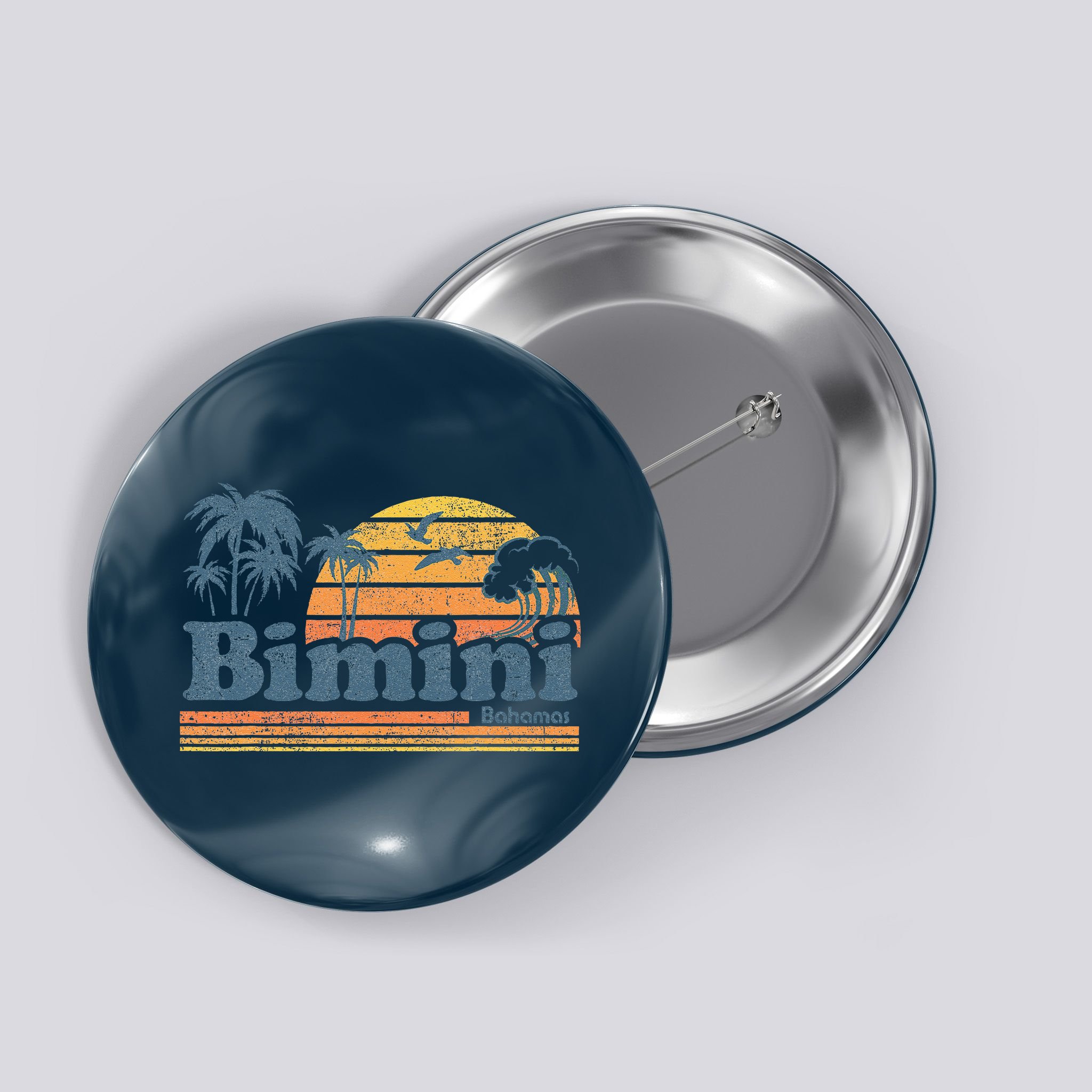 Bimini Bahamas Beach Summer Vacation Sun Vintage 70S Retro Button
