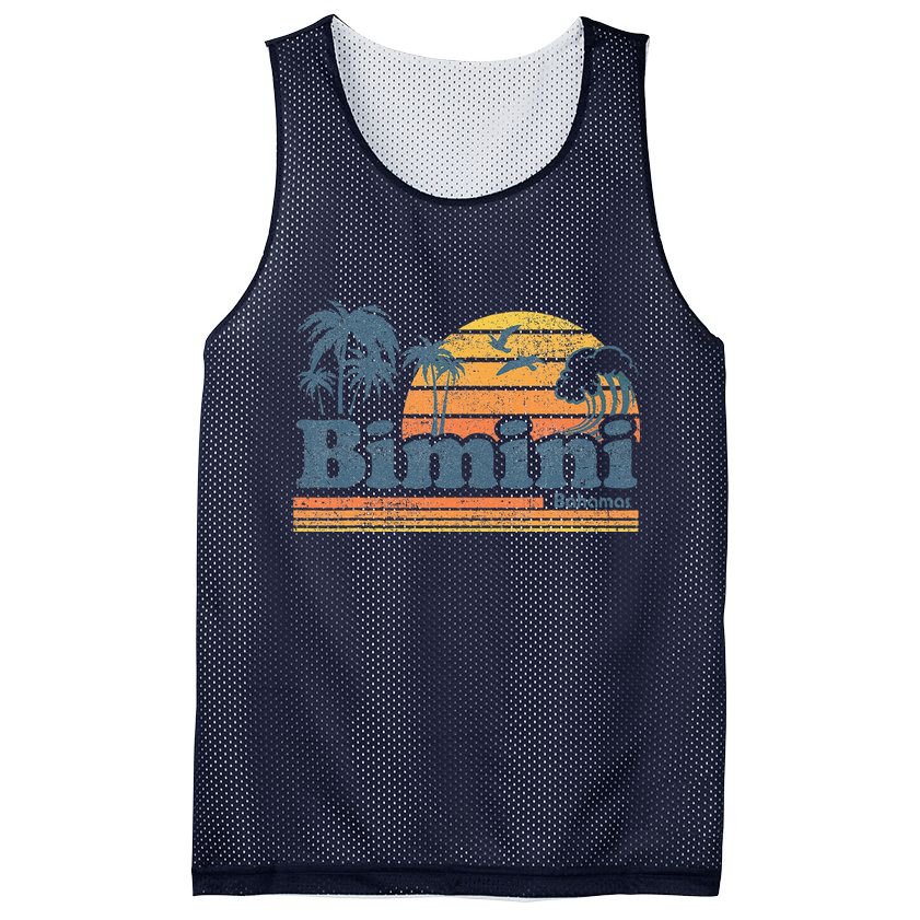 Bimini Bahamas Beach Summer Vacation Sun Vintage 70S Retro Mesh Reversible Basketball Jersey Tank