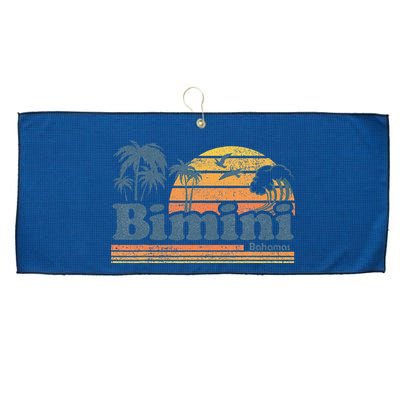Bimini Bahamas Beach Summer Vacation Sun Vintage 70S Retro Large Microfiber Waffle Golf Towel